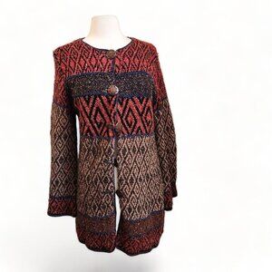 Coldwater Creek Southwestern Northern Knit Sweater Jacket Size‎ Medium Aztek